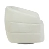 Fauteuil salon pivotant blanc crème tissu chenille BELORA