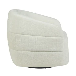 Fauteuil salon pivotant blanc crème tissu chenille BELORA