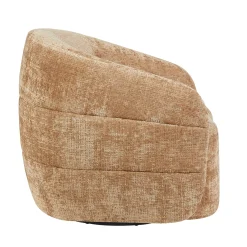 Fauteuil salon pivotant cannelle tissu chenille BELORA