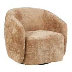 Fauteuil salon pivotant cannelle tissu chenille BELORA