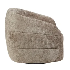 Fauteuil salon pivotant marron tissu chenille BELORA