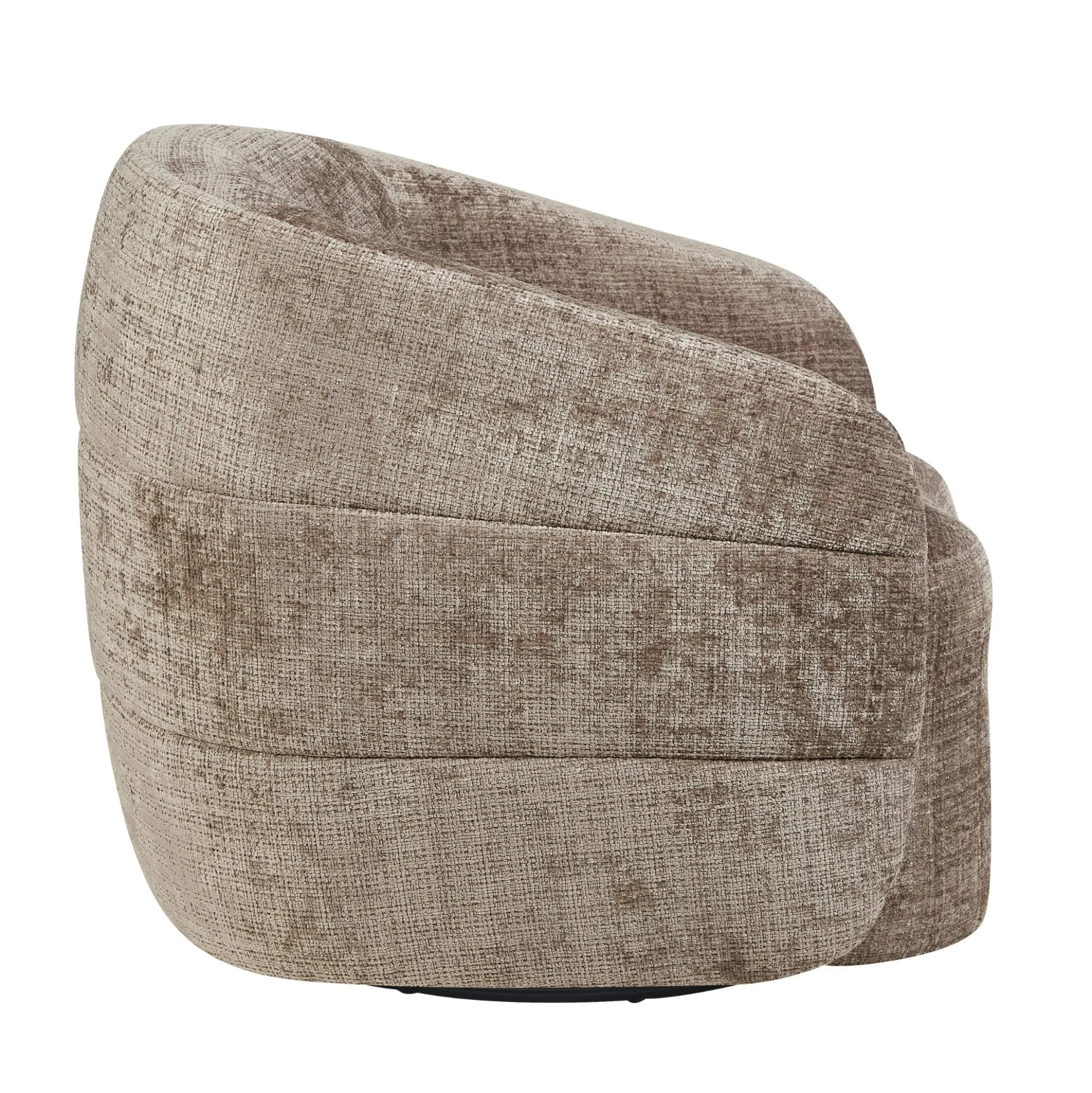 Fauteuil salon pivotant marron tissu chenille BELORA