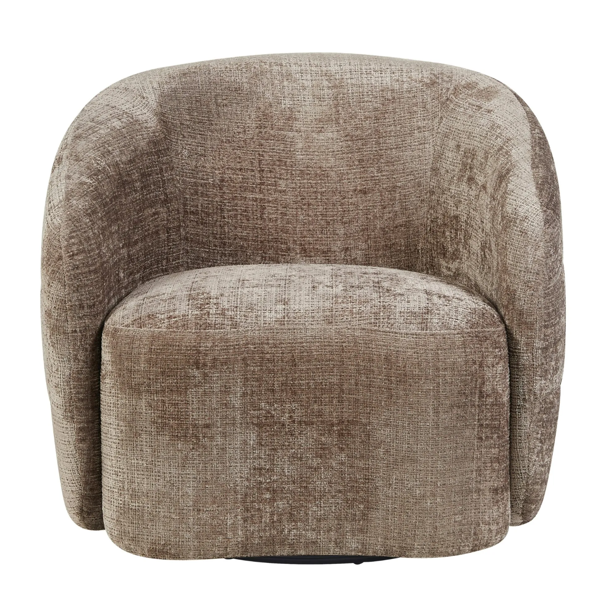 Fauteuil salon pivotant marron tissu chenille BELORA