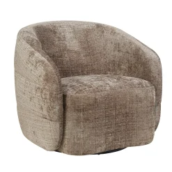 Fauteuil salon pivotant marron tissu chenille BELORA