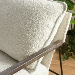 Fauteuil structure métal tissu bouclette blanc TIM