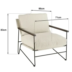 Fauteuil structure métal tissu bouclette blanc TIM