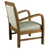 Fauteuil Teck assise tissu coton motifs feuilles rétro années 50. Dim: 61x63x81cm DIKA