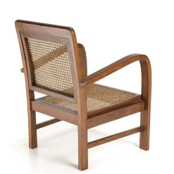 Fauteuil éthnique bois foncé et rotin DIKA