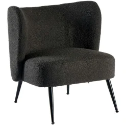 Fauteuil tissu anthracite bouclé MALMOE