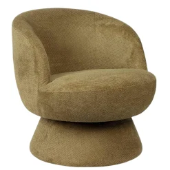 Fauteuil vert pivotant - tissu chenille, style rétro IENA