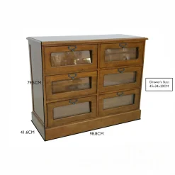 Grainetier Commode Hévéa 6 tiroirs 98,8x41,6x79.5cm MAORI