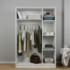 Grande armoire penderie blanche 3 portes 5 étagères BYRON
