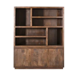 Grande bibliothèque bois foncé style minimaliste MONTARO