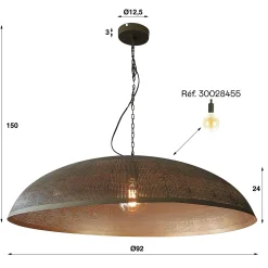 Grande suspension cuivrée et ajourée Ø90 cm RALF