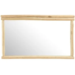 Grand miroir cadre rondins de teck naturel MANAK
