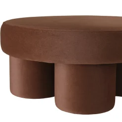 Grand pouf forme en tissu effet velours marron COLOMBUS