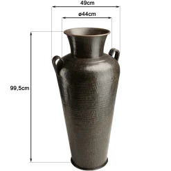 Grand vase alu martelé style amphore couleur cuivre/noir H99,5 cm NADOR
