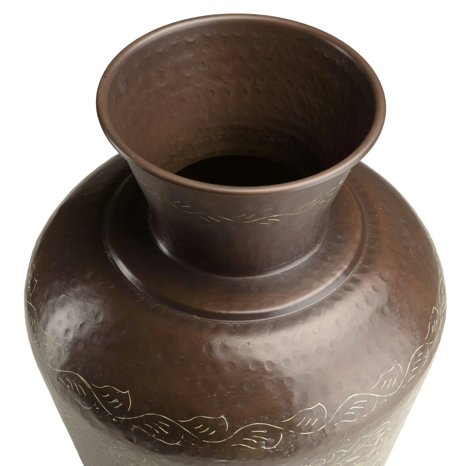Grand vase brun patiné motifs orientaux dorés H70 cm NADOR