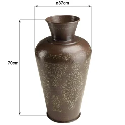 Grand vase brun patiné motifs orientaux dorés H70 cm NADOR