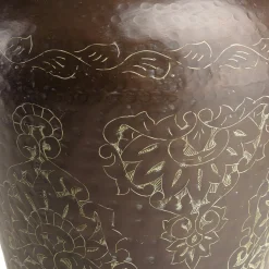 Grand vase brun patiné motifs orientaux dorés H70 cm NADOR