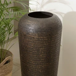 Grand vase couleur cuivre/noir vieilli avec gravures H88 cm NADOR