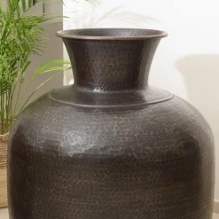 Grand vase rond couleur cuivre/noir effet vieilli H73,5 cm NADOR