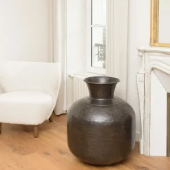 Grand vase rond couleur cuivre/noir effet vieilli H73,5 cm NADOR