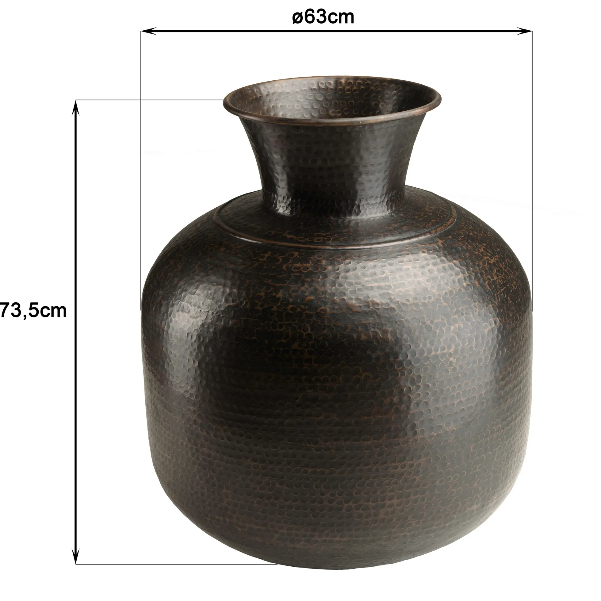Grand vase rond couleur cuivre/noir effet vieilli H73,5 cm NADOR