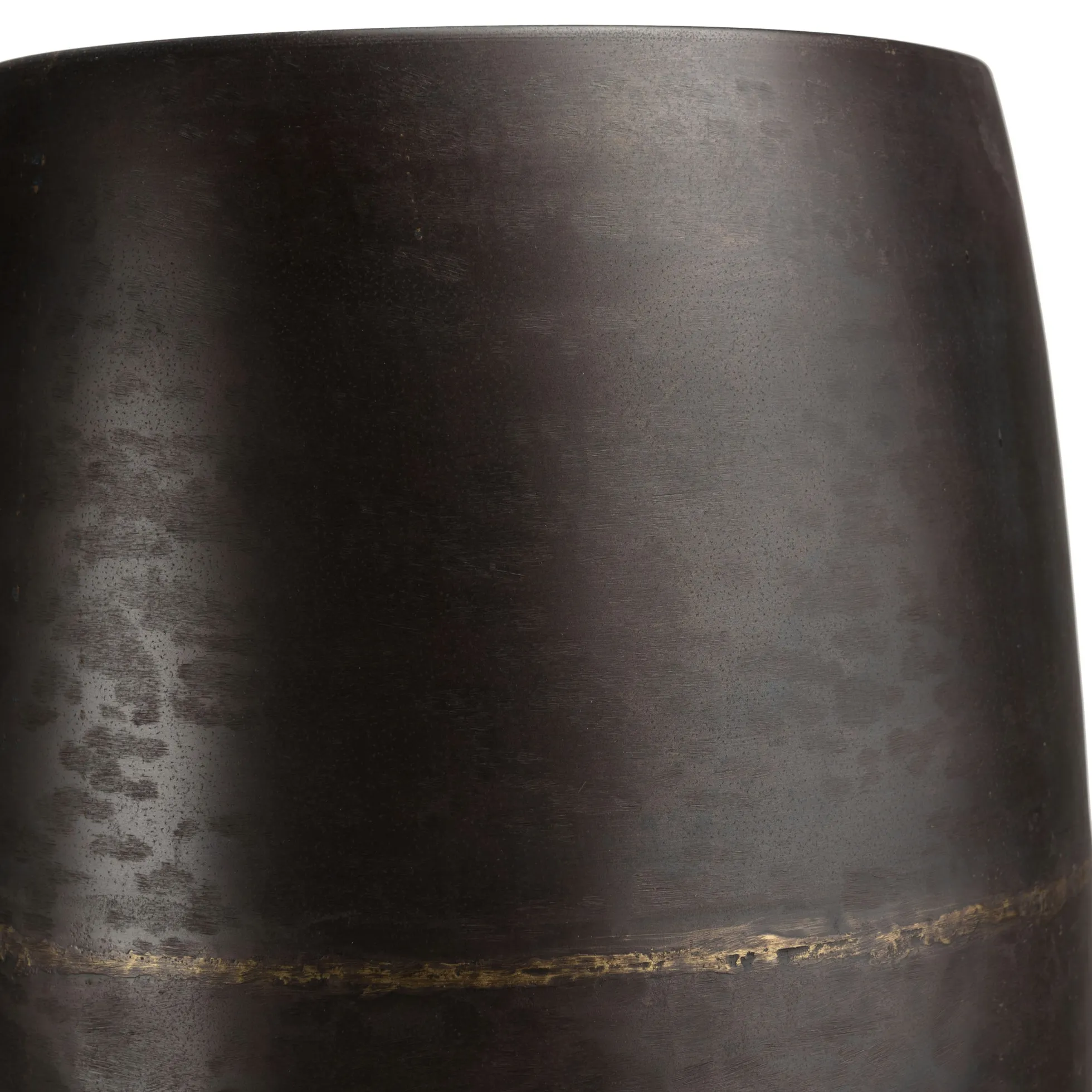 Grand vase rond métal brun antique ZALA
