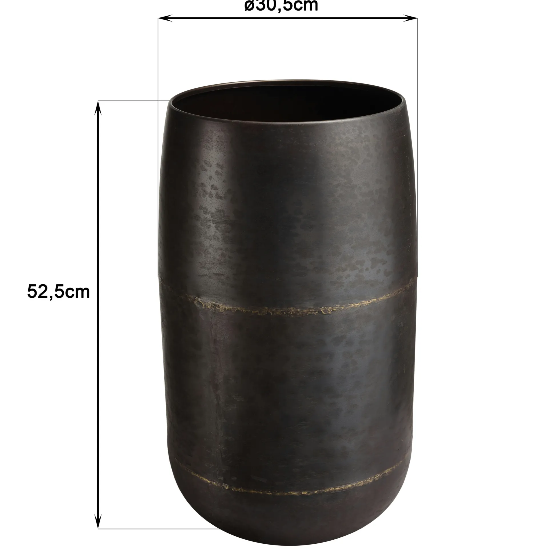 Grand vase rond métal brun antique ZALA