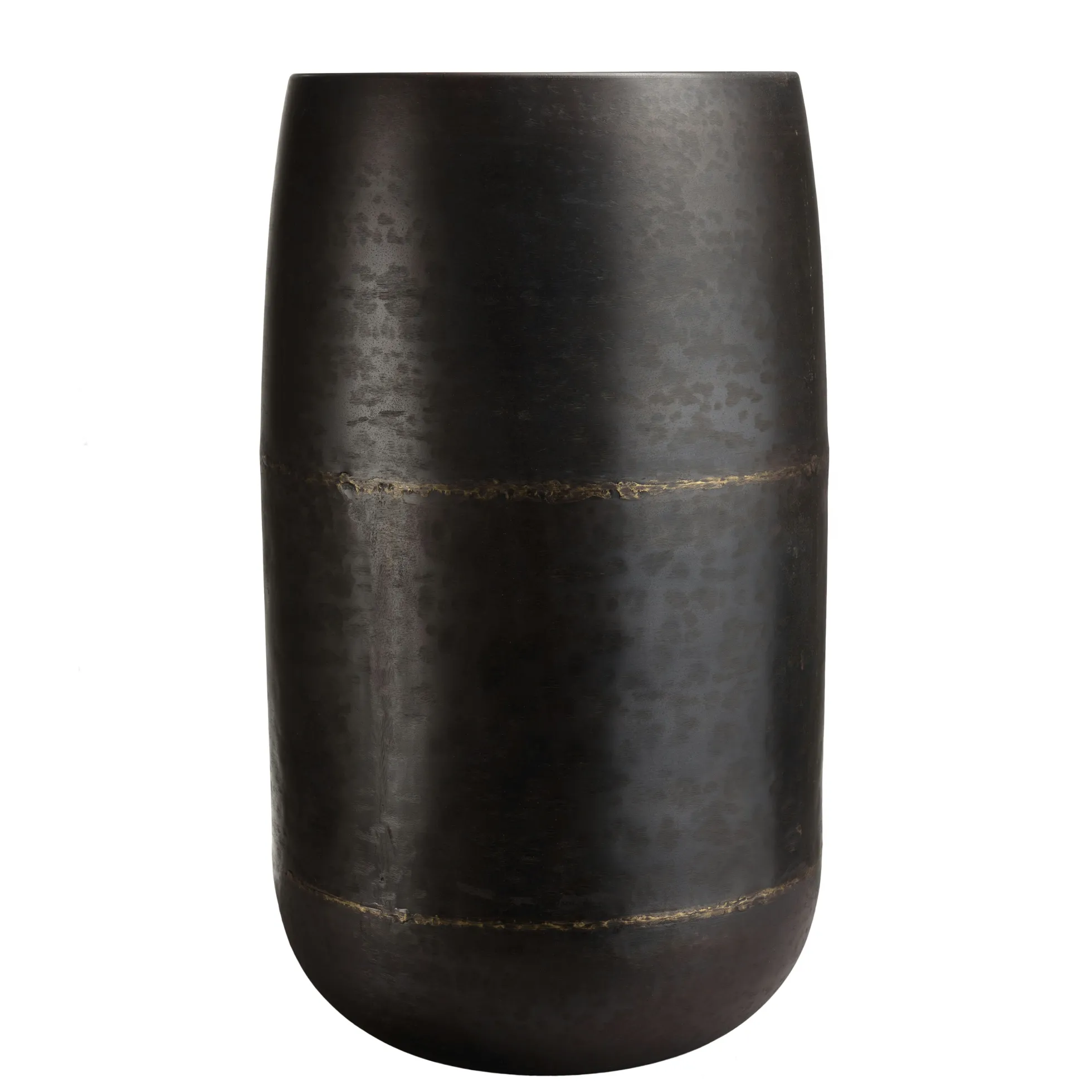 Grand vase rond métal brun antique ZALA