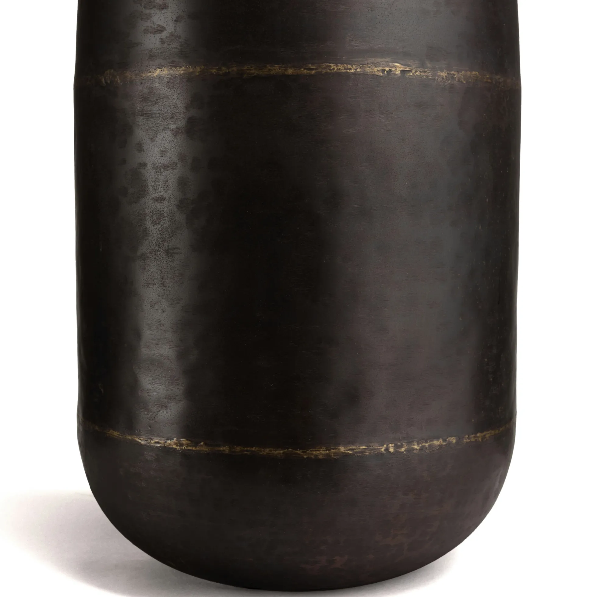 Grand vase rond métal brun antique ZALA