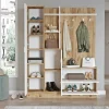 Grand vestiaire d’entrée décor blanc et bois 1 miroir JENA
