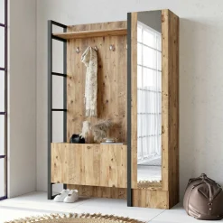 Grand vestiaire d'entrée rustique chic 1 miroir 2 portes MARFA