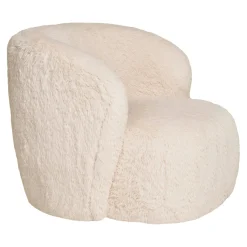 Gros fauteuil en fausse fourrure, couleur blanc cassé BERLIN