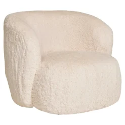 Gros fauteuil en fausse fourrure, couleur blanc cassé BERLIN
