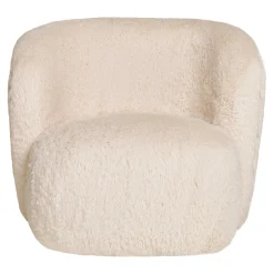 Gros fauteuil en fausse fourrure, couleur blanc cassé BERLIN