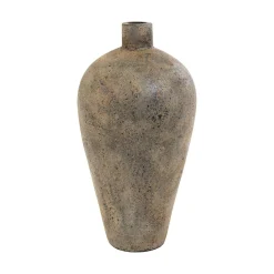 Jarre décorative en terre cuite marron effet vieilli H 60 cm