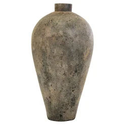 Jarre décorative en terre cuite marron effet vieilli H 80 cm
