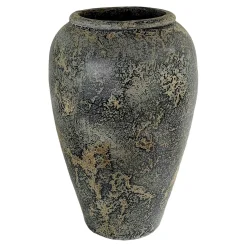 Jarre décorative en terre cuite grise effet vieilli H 69 cm