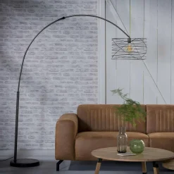 Lampadaire arc forme tourbillon anthracite noir