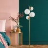 Lampadaire art déco doré, 4 globes verre dépoli SIERRE