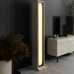 Lampadaire colonne LED décor travertin à télécommande AURA
