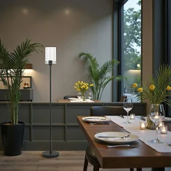 Lampadaire contemporain métal noir mat verre