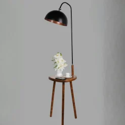 Lampadaire de lecture noir avec table intégrée KILIS