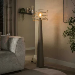 Lampadaire de salon métal beige pied conique RALF