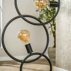Lampadaire de salon noir – 5 anneaux design TRIBECA
