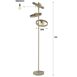 Lampadaire design beige mat 3 anneaux TRIBECA