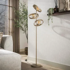 Lampadaire design beige mat 3 anneaux TRIBECA