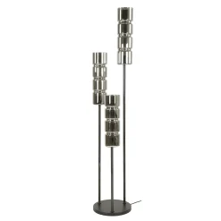 Lampadaire design en verre chromé, 3 abat-jour cylindriques RALF